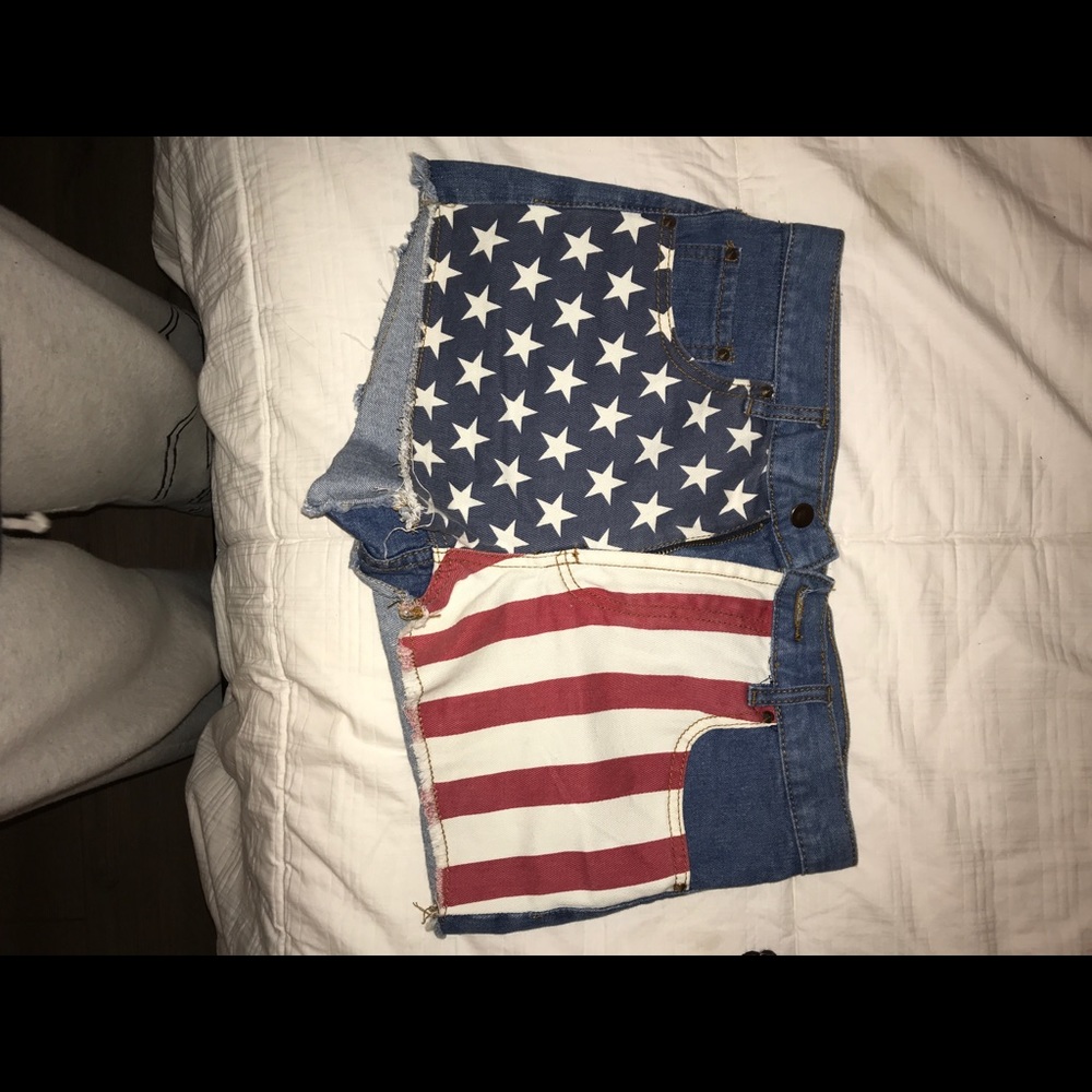 American flag jean shorts